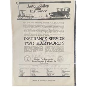 Vintage 1916 Hartford Fire Insurance Co Two Hartfords Advertisement Ad Advertisi